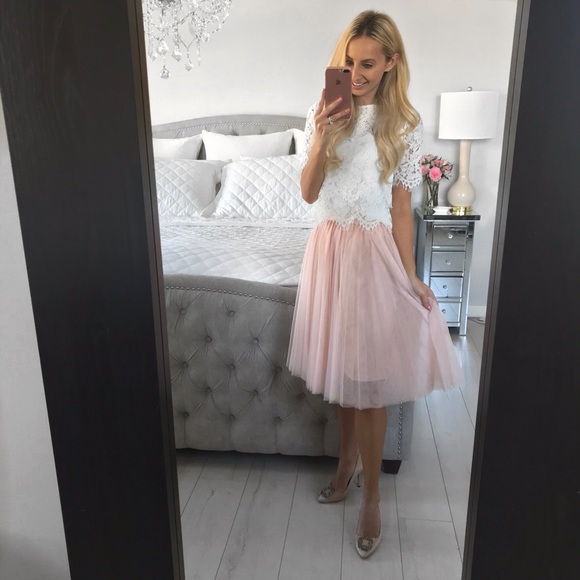 Blush / Pink Tulle Skirt With Elastic Band - Picture 8 of 8